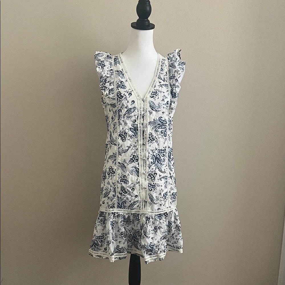 Lucky Brand Blue and White Midi Dress Size XS
